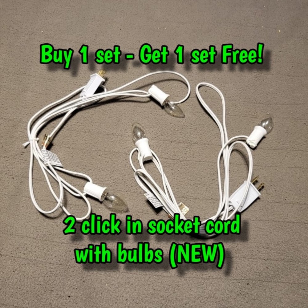 Lighting Cord Set - 2 bulb/socket Clip in sockets "NEW" Buy 1 Set - Get 1 Free!